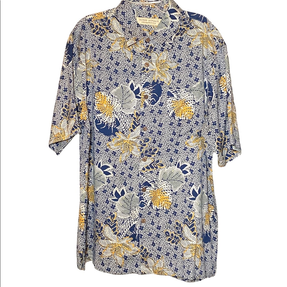 Island Republic Men’s Silk Hawaiian Tropical Shirt Casual Button Down L